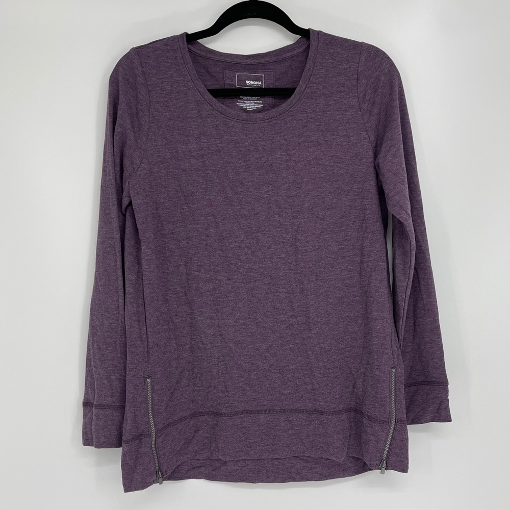 SONOMA LONG SLEEVE PURPLE SIDE ZIP SOFT SIZE SMALL
